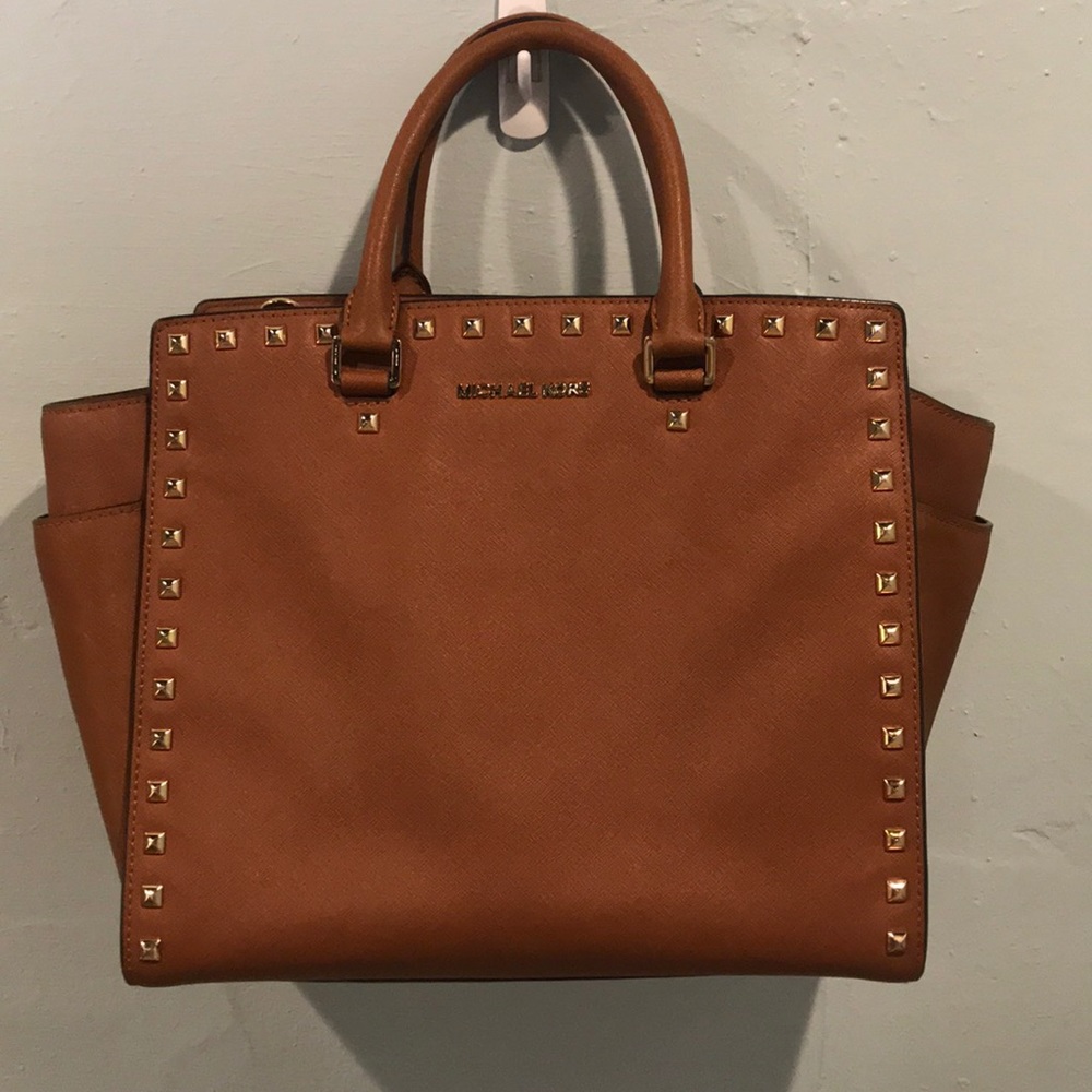Michael Kors camel bag with gold studs